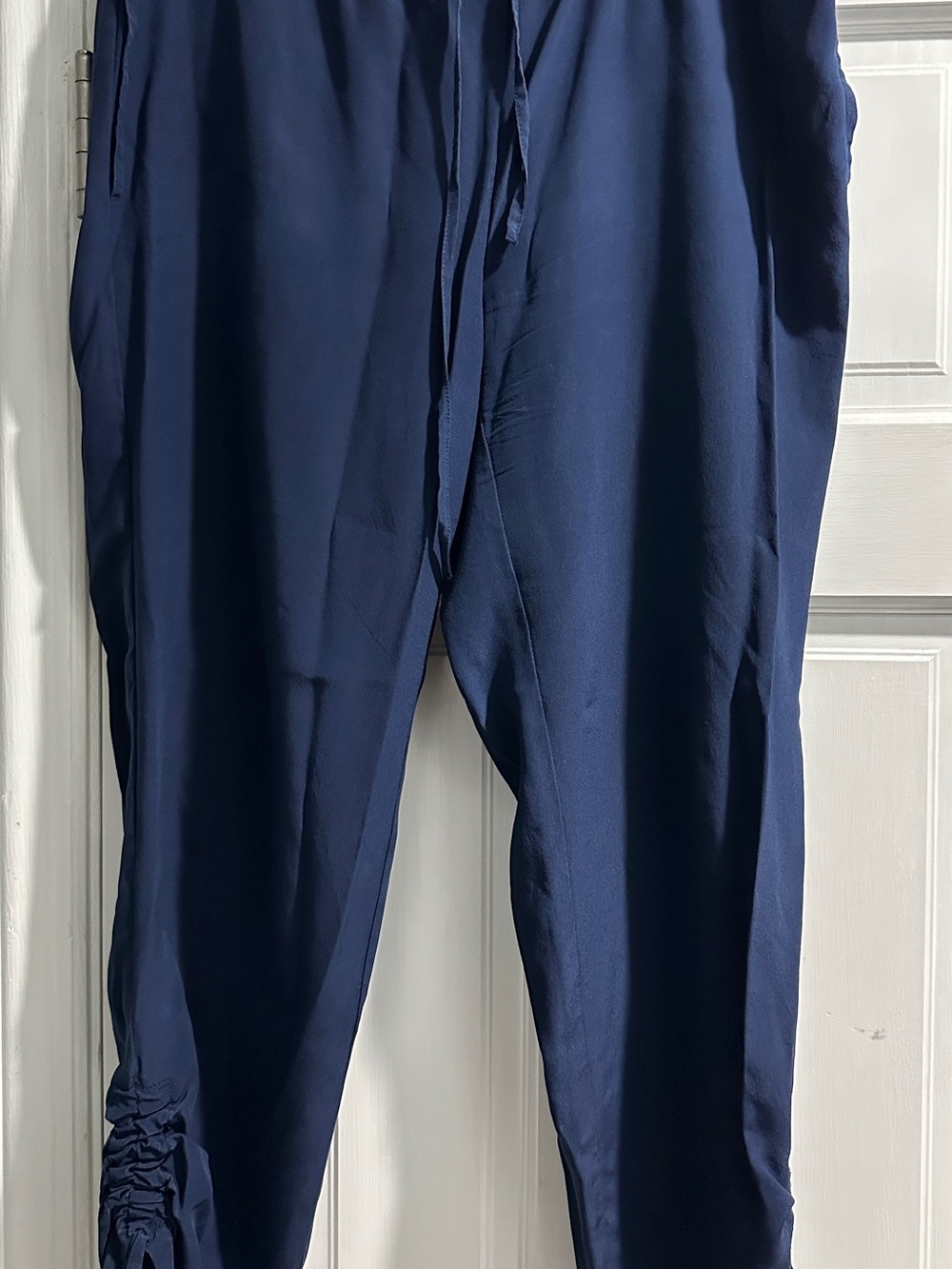 Ralph Lauren Navy Drawstring Joggers with Ruched Ankles